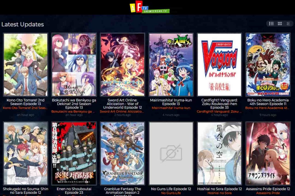 animefreak.tv homepage