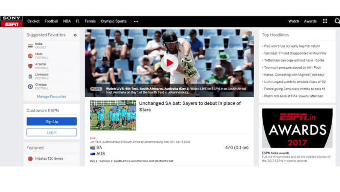 WatchEspn homepage