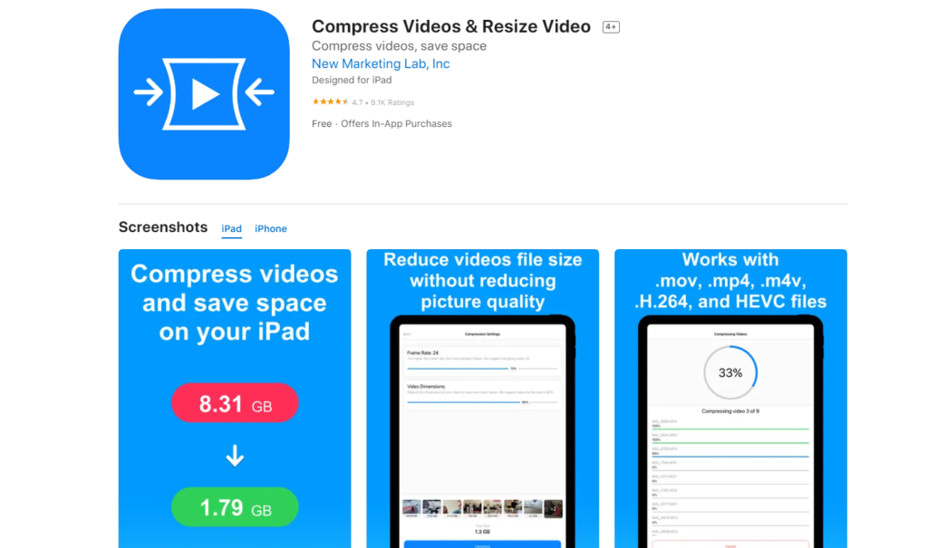 Compress videos & Resize video