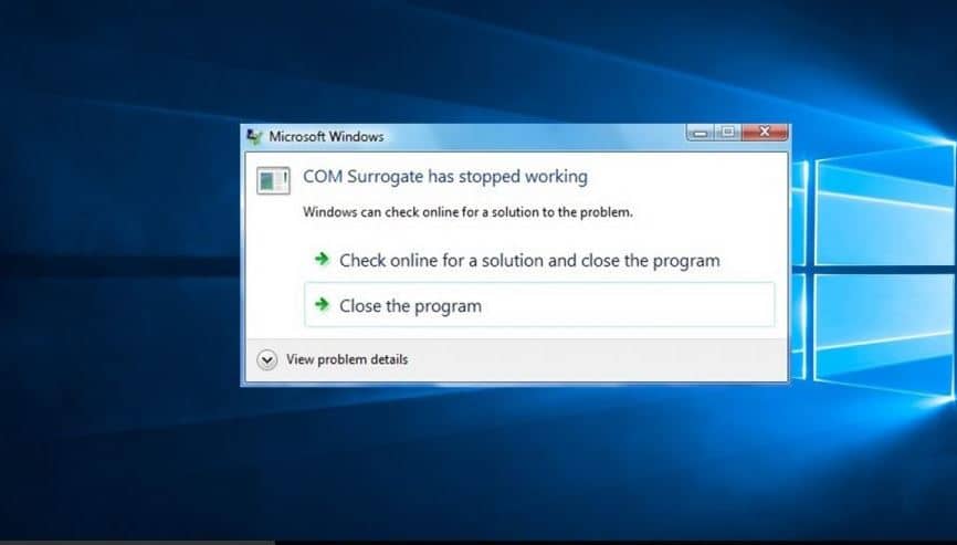 COM Surrogate has stopped working