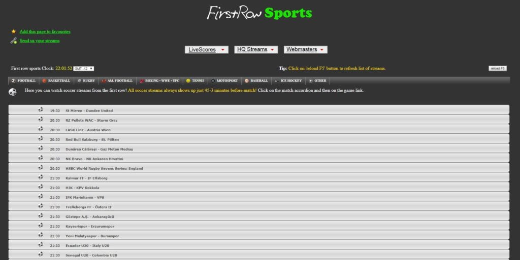 What is live football streaming with the top FirstRowSports