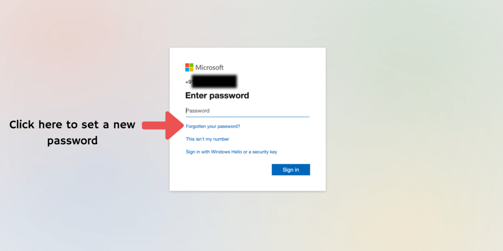 Click here to create a new password
