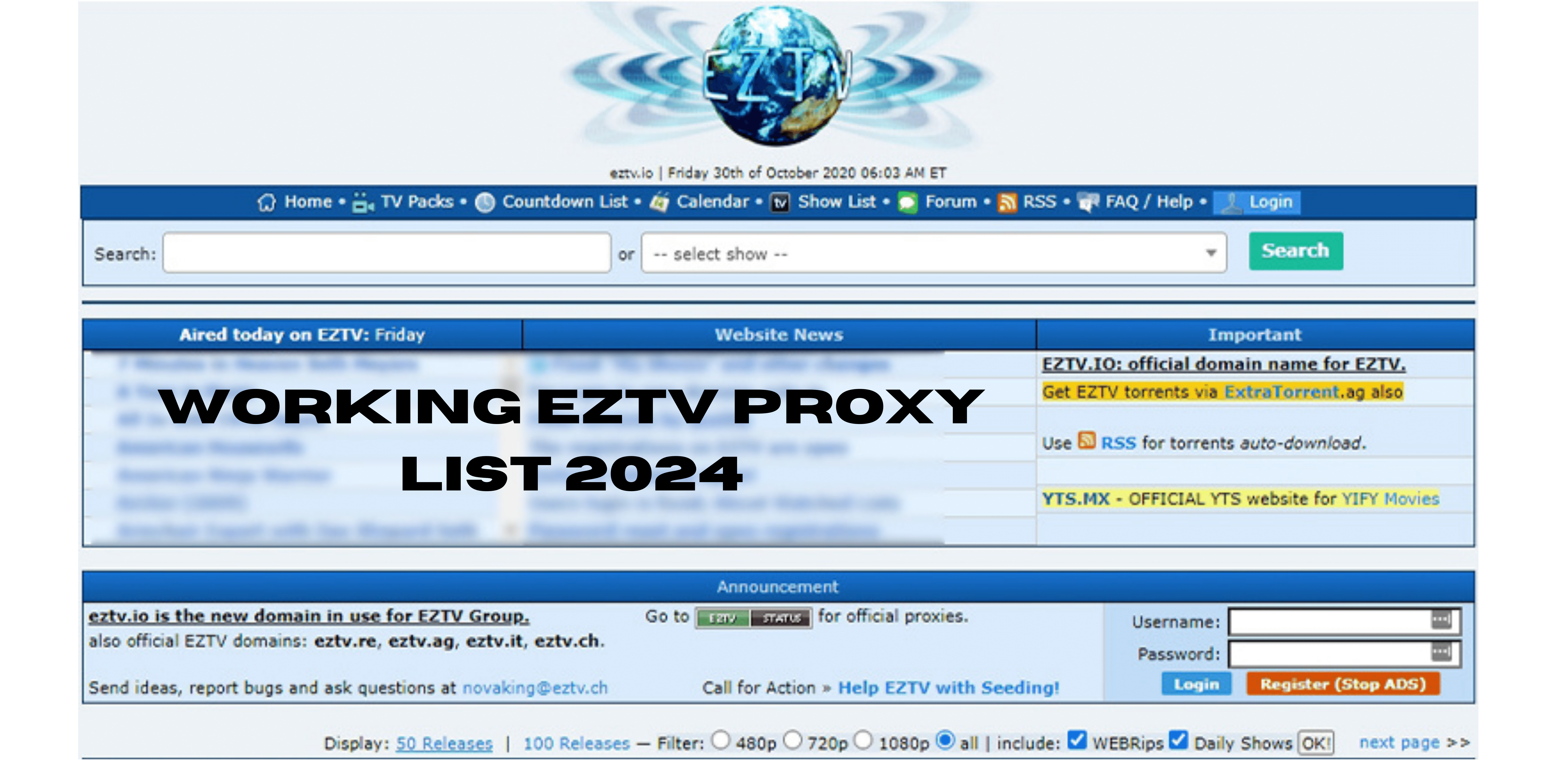 EZTV Proxy Updated List
